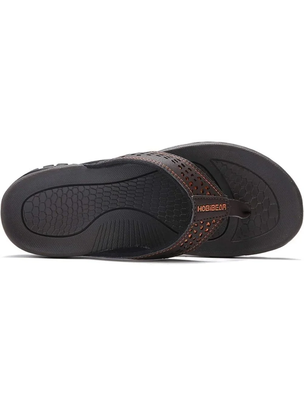 Men's Brown Orange Sport Flip Flops Comfort Outdoor Casual Thong Sandal Shoes